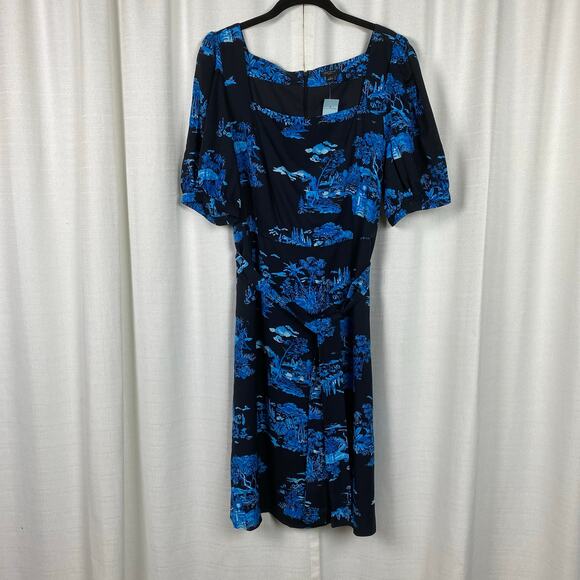 Ann Taylor Blue Floral Toile Square Neck Shift Dress Sz.12P NWT - Picture 3 of 15
